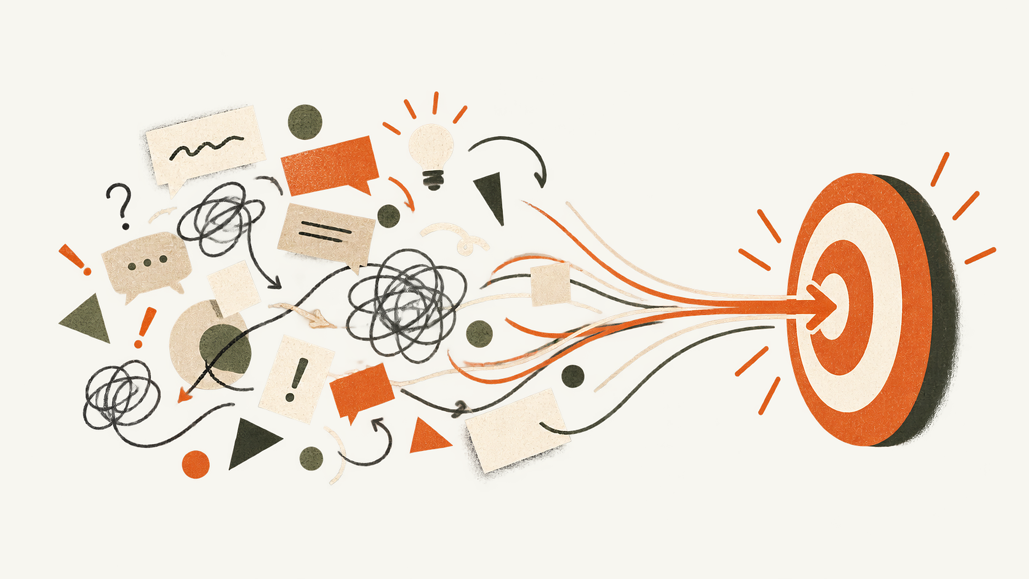 Scattered messages converge into one clear target.